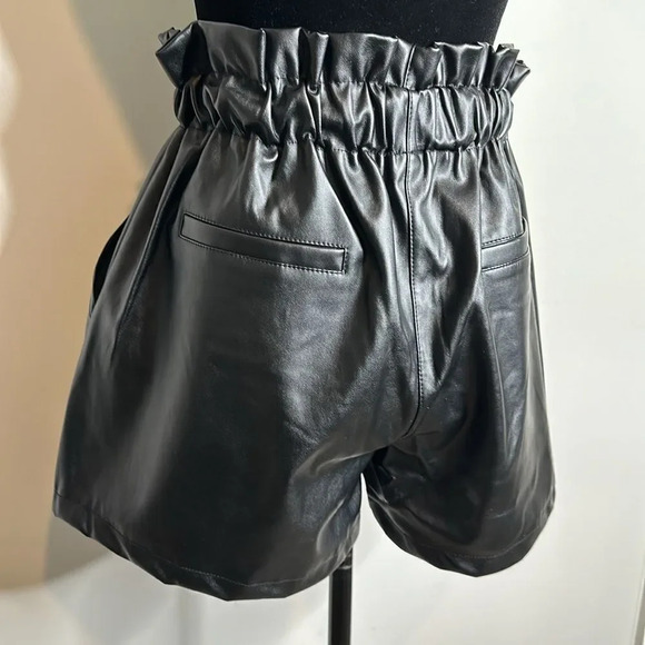 Black Faux Leather Shorts - Picture 6 of 7